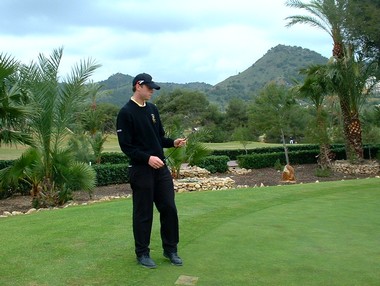 Lewis Jackson lines up a putt